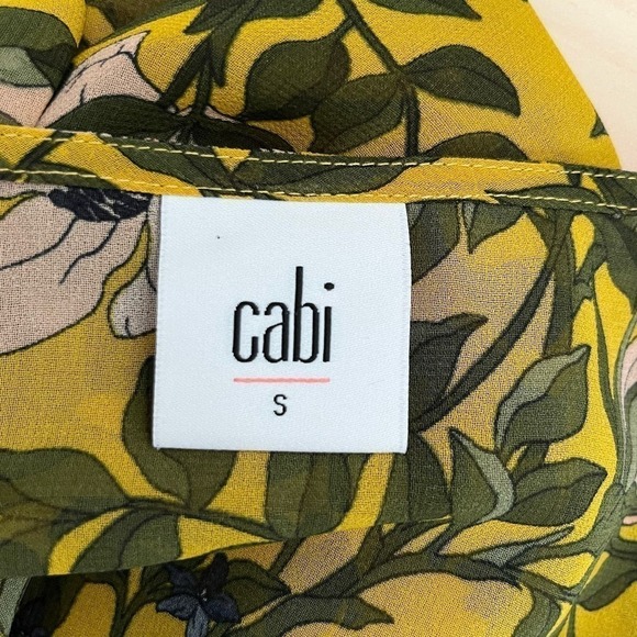 Cabi Spring Scene Yellow Floral Bell Sleeve Sheer Blouse Top, Size Small - Picture 4 of 12